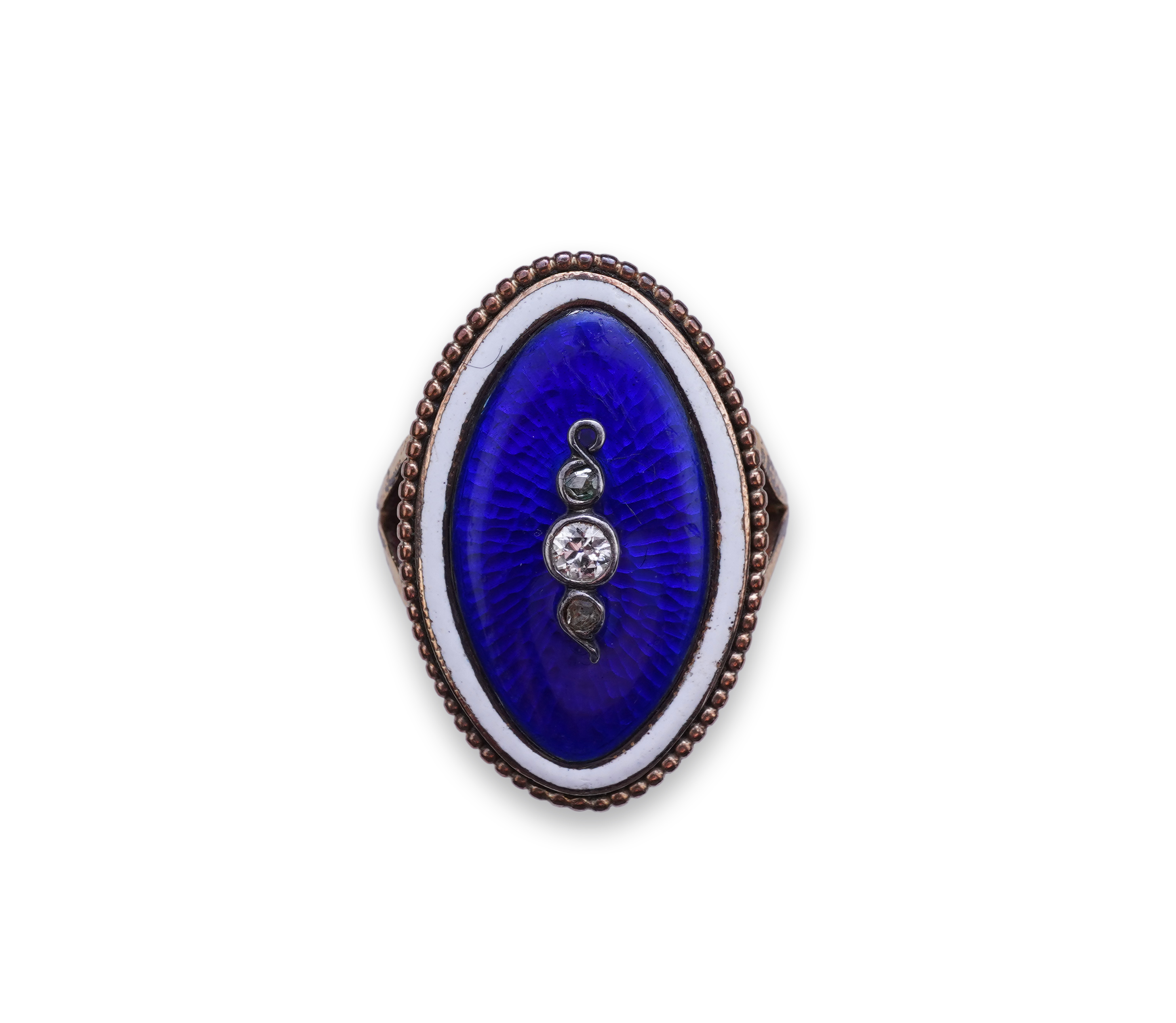 An enamel and diamond mourning ring, late 19th century
